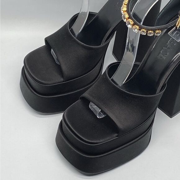 Versace Medusa Crystal Ankle-Strap Platform Sandals - Picture 8 of 15